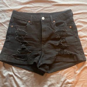 Black Ripped American Eagle Jean Shorts